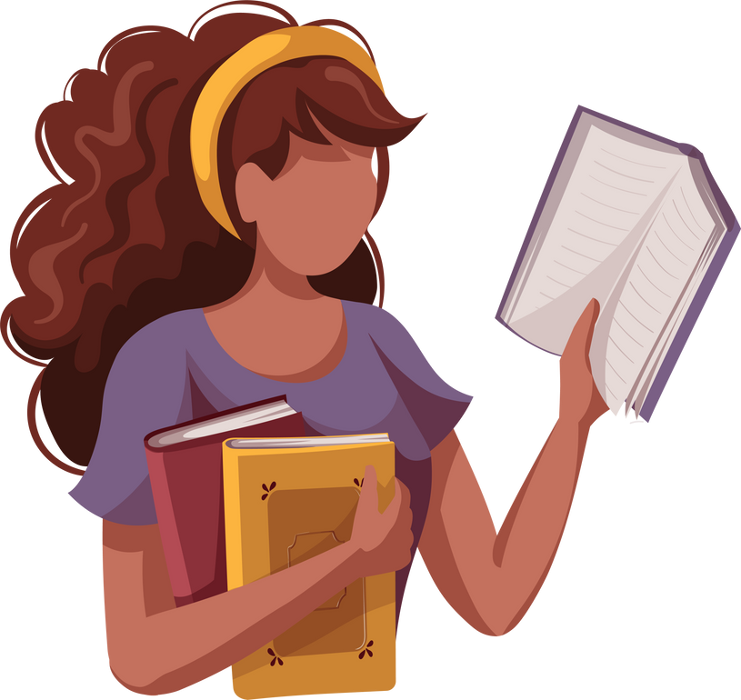 woman reading book illustration